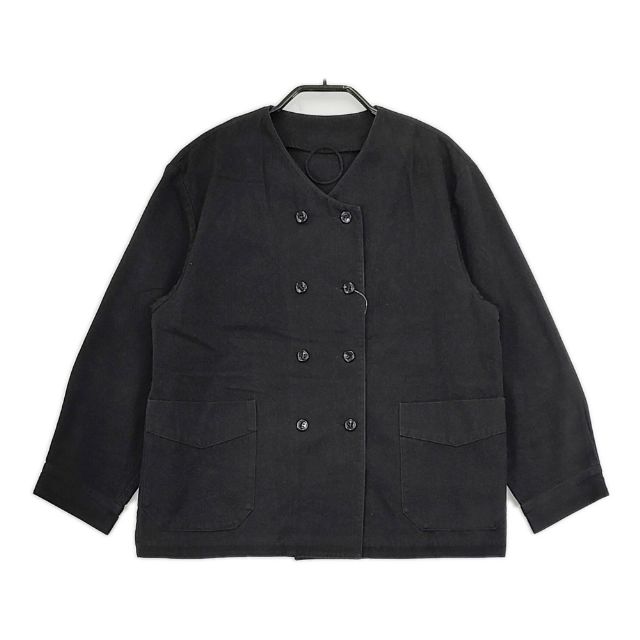 Lin francais d'antan Mathieu コットン ノーカラー ダブル ジャケット ブラック レディース ランフランセダンタン【中古】5-0625M