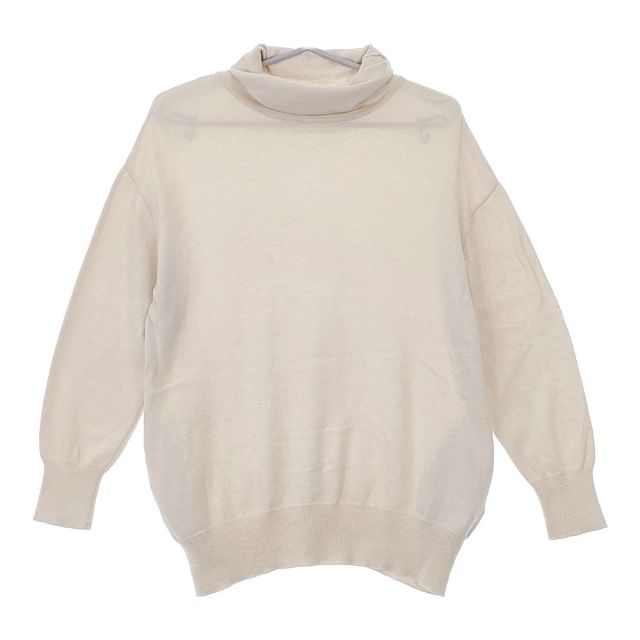 Gauze# コットン カシミヤ タートル セーター ニット アイボリー レディース ガーゼ【中古】5-0417M