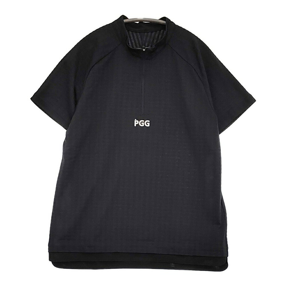 PGG/PEARLY GATES ハーフジップ ゴルフウェア サイズ5 半袖Tシャツ カットソー ブラック メンズ ピージ..