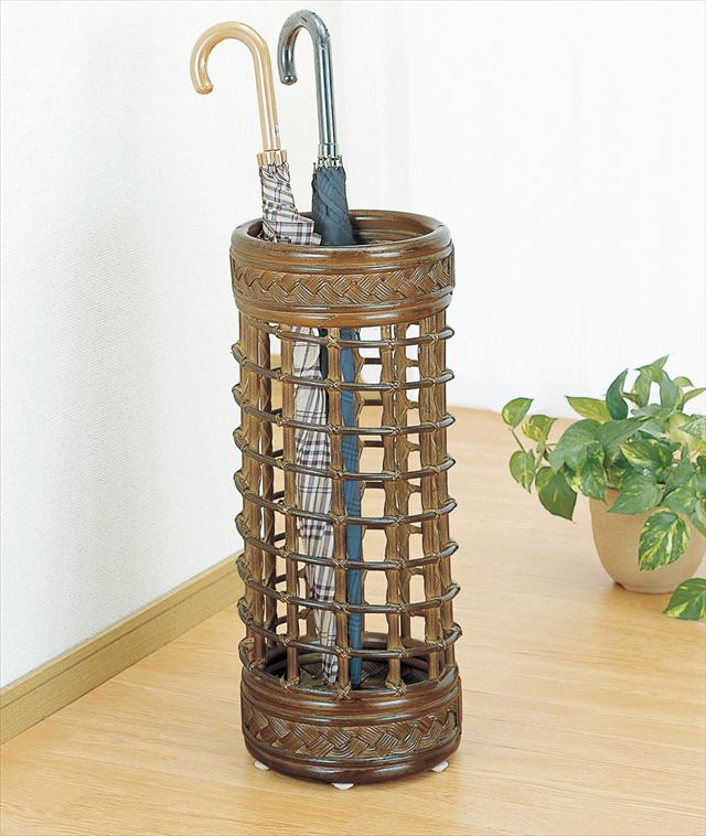 Rattan - 傘立 R-291B ブラウン 籐 籐家具 傘立て 和風玄関籐 ラタン 製 輸入品 完成品