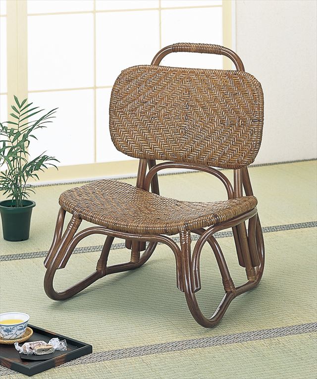 Rakuten - 籐アジロ編み楽々座椅子 S-52B ブラウン 籐 籐家具 座椅子 椅子 イス 和風リビングルーム籐 ラタン 製 輸入品 完成品
