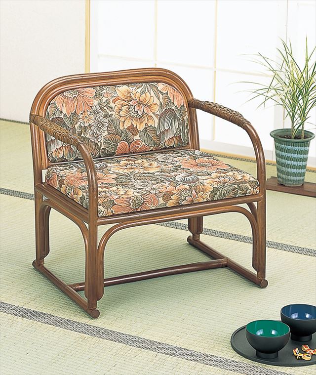 籐便利座椅子 S-112B ブラウン 籐 籐家具 座椅子 椅子 イス 和風リビングルーム籐 ラタン 製 輸入品 完成品