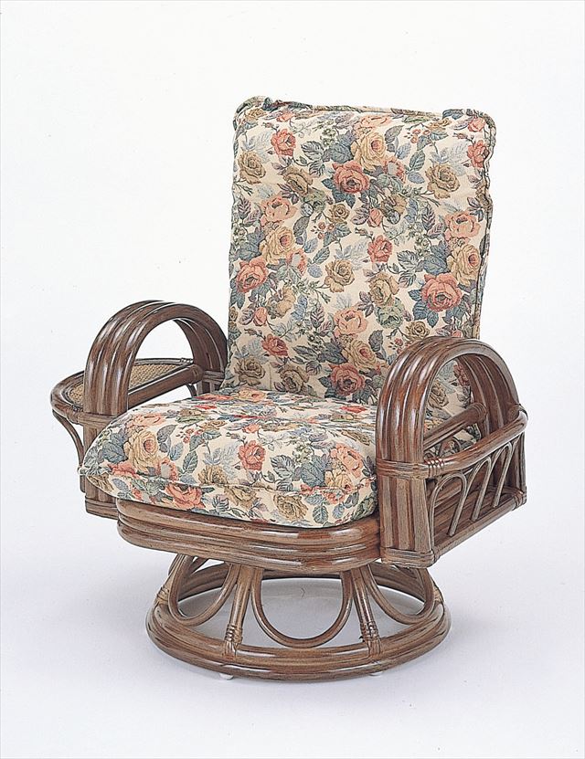 籐リクライニング回転座椅子ハイタイプ S-699 ブラウン 籐 籐家具 座椅子 椅子 イス 回転式 和風リビングルーム籐 ラタン 製 輸入品 完成品