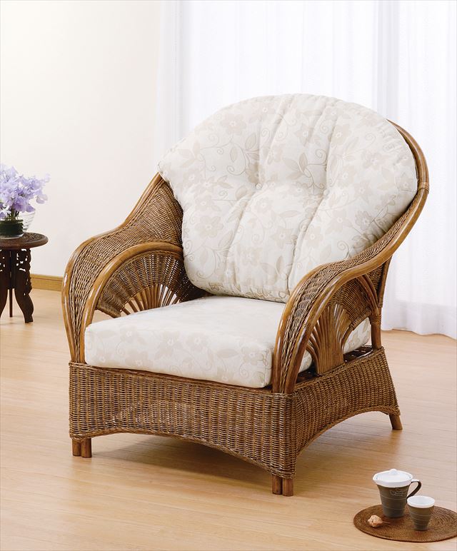 アームチェアー Y-161 ブラウン 籐 籐家具 座椅子 椅子 イス アジアンリビングルーム籐 ラタン 製 輸入品 完成品