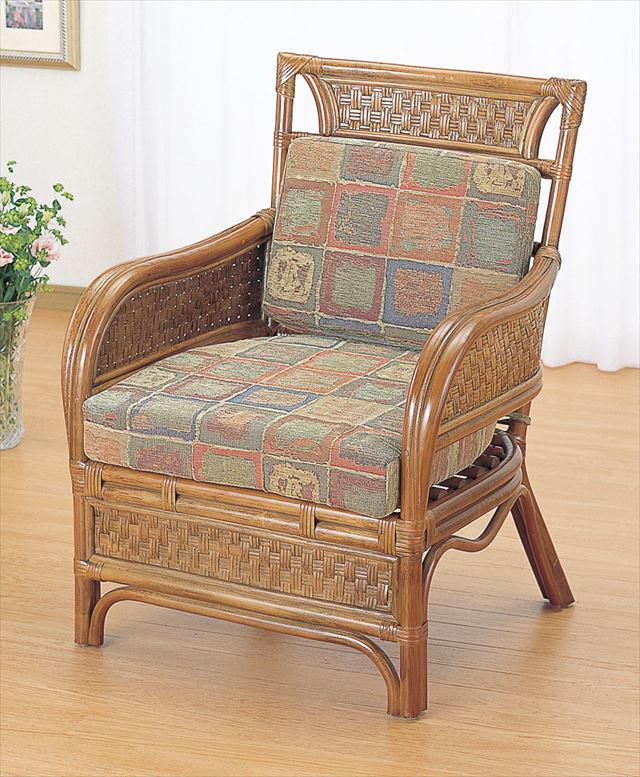 アームチェアー Y-702 ブラウン 籐 籐家具 座椅子 椅子 イス アジアンリビングルーム籐 ラタン 製 輸入品 完成品