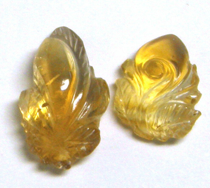 天然シトリン3.29ct2個/彫刻品