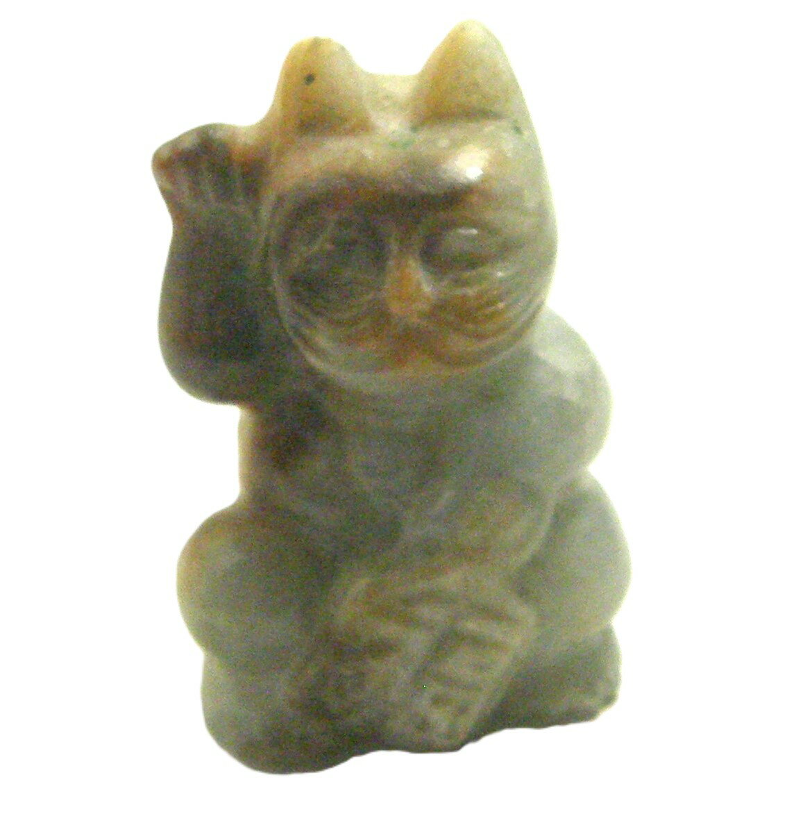 天然　翡翠　33グラム　招き猫　彫刻品