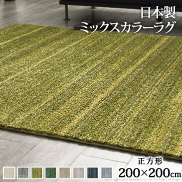 ラグ 洗える 防ダニ ミックスカラーラグ 〔ルーナ〕 200x200cm 正方形 2畳 二畳 防音 防炎 カーペット ラグマット ウォッシャブル 床暖房 ホットカーペット対応 リビング 滑り止め スミノエ 日本製 mu-33100248 送料無料 北欧 モダン 家具 インテリア ナチュラル テ