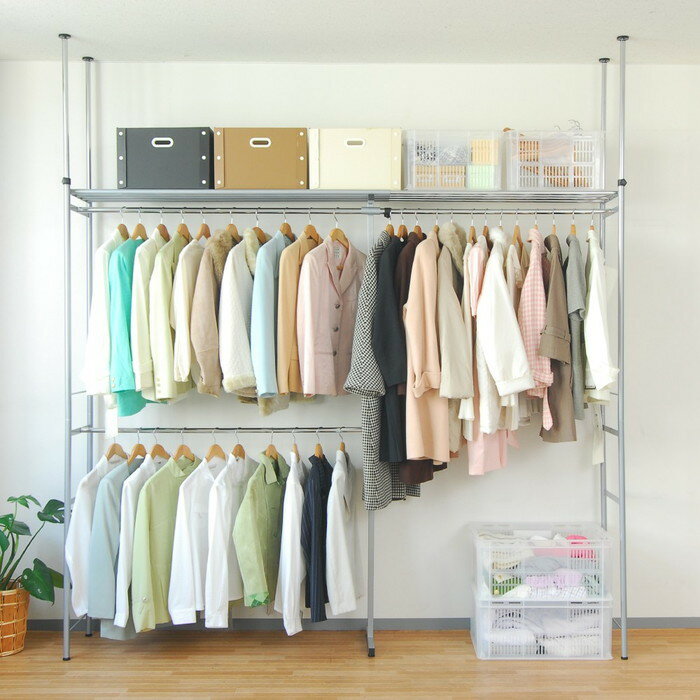 つっぱり ハンガーラック 壁面収納 ウォークイン クローゼット奥行45cm スーパーワイド ホワイト 突っ張り ツッパリ ツッパリ 突っ張り 棚 ツッパリ 突っ...