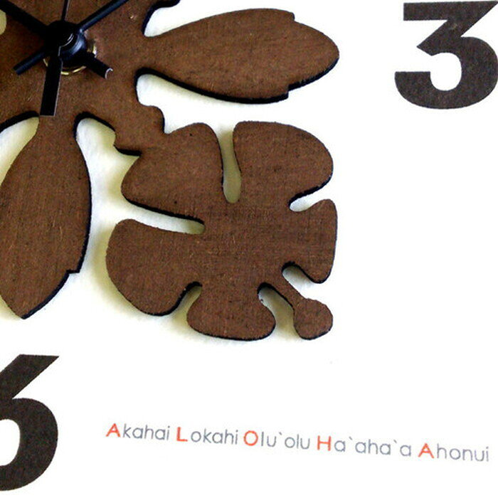 ハワイアンキルト柄 文字盤 掛け時計 HawaiianQuilt Clock プルメリア ブラウン HK-1006 保証付 店舗 カフェ ラウンジ ロビー ホテル 法人 kar-4534131s6 掛け時計 置き時計 掛け時計 送料無料 北欧 モダン 家具 インテリア ナチュラル テ [3]
