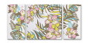 CANVAS ART キャンバスアート Hibiscus ハイビスカス Mサイズ W600×H300 3枚組 US-3001 kar-5620994s1 アートパネル アートボード 壁紙 装飾フィルム 送料無料 北欧 モダン 家具 インテリア ナチュラル テイスト 新生活 オススメ おしゃれ 後払い