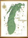 アートフレーム 3D MAP ART Lake Michigan green 600x800x50mm IMP-61125 bic-6942380s1 アートパ...