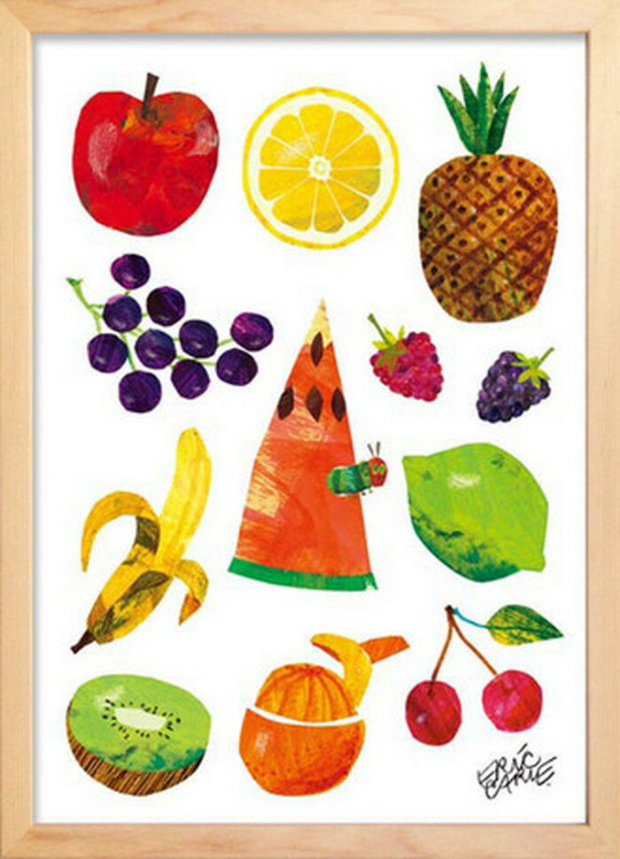 アートフレーム エリック・カール ナチュラルフレーム Eric Carle Caterpillar With Fruits Caterpillar With Fruits 280x387x17mm ZEC-61868 bic-7399010s1 アートパネル アートボード 壁紙 装飾フィルム 送料無料 北欧 モダン 家具 インテリア ナチュラル テイス