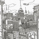 街並みイラスト STREET Lサイズ 57cm×57cm アートパネル ファブリックパネル アートボード インテリアパネル 壁掛け 日本製 ラッピング付き lib-mzk-0002-l アートパネル アートボード 壁紙 装飾フィルム 送料無料 北欧 モダン 家具 インテリア ナチュラル テイスト
