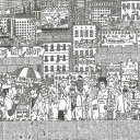 街並みイラスト STREET XLサイズ 100cm×100cm アートパネル ファブリックパネル アートボード 壁掛け 日本製 ラッピング付き 店舗 カフェ ...