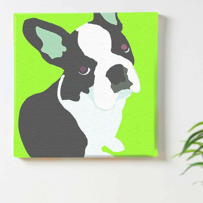 犬モチーフ フレンチブルドッグ ANIMAL Mサイズ 30cm×30cm アートパネル ファブリックパネル アートボード 壁掛け 日本製 ラッピング付き 店舗 カフェ ラウンジ ロビー ホテル 法人 lib-pop-0030-grn-m アートパネル アートボード 壁紙 装の商品画像 2