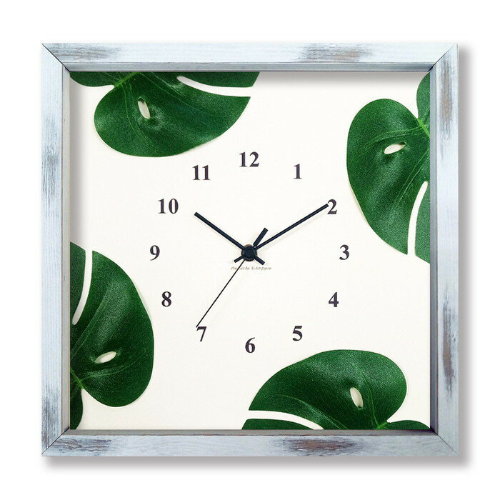 【スーパーセール対象商品】Monstera Clock モンステラクロック SV-3001 フレームカラー：アンティークホワイト 保証付 kar-9302219s1 アートパネル 北欧 モダン 家具 インテリア 新生活 オス…