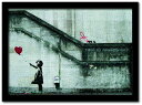 バンクシー Banksy インテリアアート Girl with Balloon 風船と少女 VS-1002BK-A3 フレームカラー:ブラック サイズ:A3 kar-10054176s5 アートパネル アートボード 壁紙 装飾フィルム 送料無料 北欧 モダン 家具 インテリア ナチュラル テイスト 新生活 オススメ お