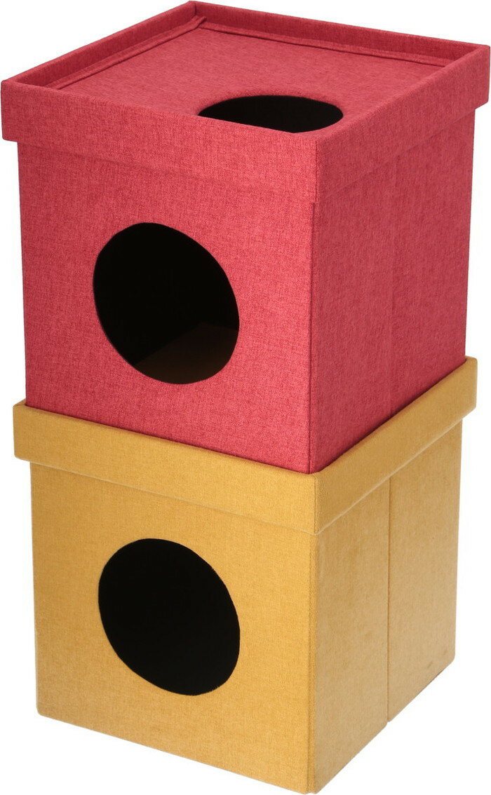 ペットハウスキューブ 2段 RD/YE レッド/イエロー 375×375×740 fj-53711 ハウス 犬小屋 犬小屋 ケージ ゲート 犬用品 ペット ペッ...