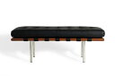 ミース・ファン・デル・ローエ バルセロナ ショートベンチ ウォールナット ブラック レザー 本革 保証付 e-comfort デザイナーズ ジェネリック家具 リプロダクト 店舗 カフェ ラウンジ ロビー ホテル 法人 kwg-db5016a ダイニングベンチ イス チェア 送料無料 北欧