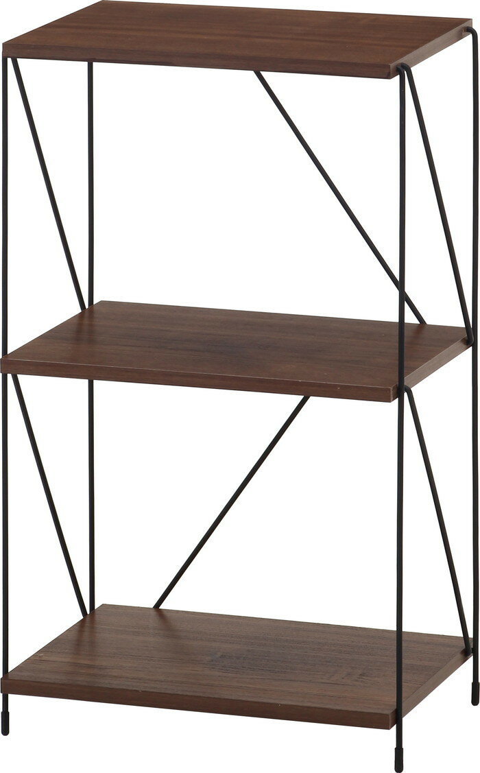 EZBOワイヤーラック3段 40幅 MBR ミドルブラウン 幅420×奥行310×高さ712mm fj-77540 オープンラック 本棚 ラック カラーボックス 収納 家具 送料無料 北欧 モダン 家具 インテリア ナチュラル テイスト 新生活 オススメ おしゃれ 後払い