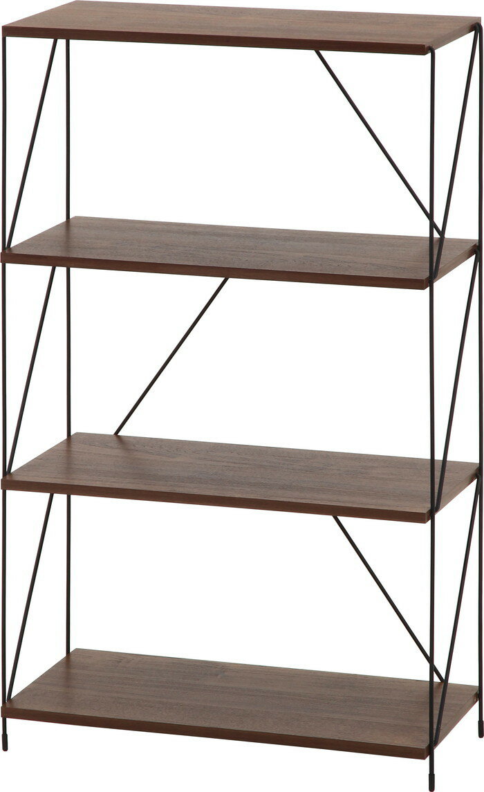 EZBOワイヤーラック4段 60幅 MBR ミドルブラウン 幅620×奥行310×高さ1039mm fj-77543 オープンラック 本棚 ラック カラーボックス 収納 家具 送料無料 北欧 モダン 家具 インテリア ナチュラル テイスト 新生活 オススメ おしゃれ 後払い