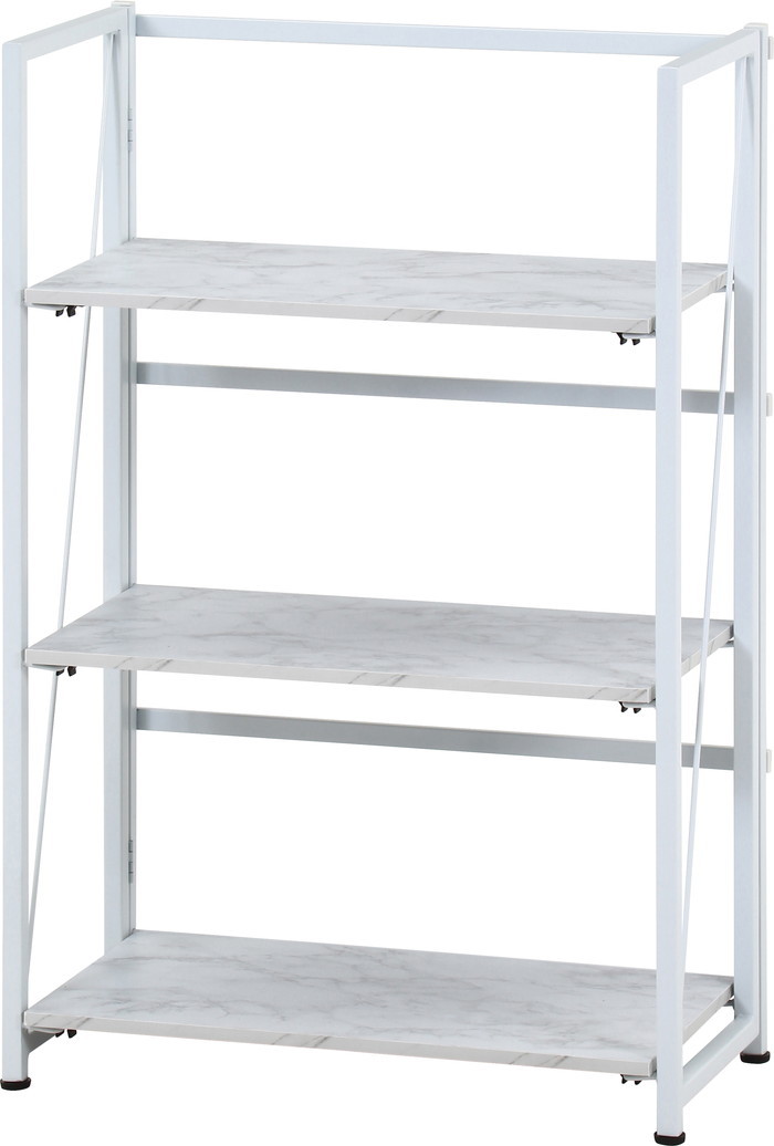 折りたたみシェルフ アロン3段 ストーン 大理石 幅610×奥行310×高さ930mm fj-736 ...