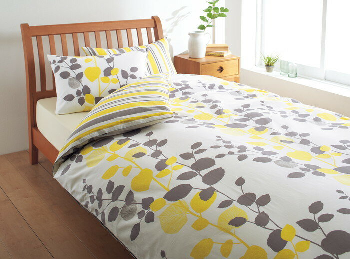 西川 mee 掛けふとんカバー シングル 綿100％ 抗菌 防縮 リーフ柄 ストライプ リバーシブル ME65 nis-1..