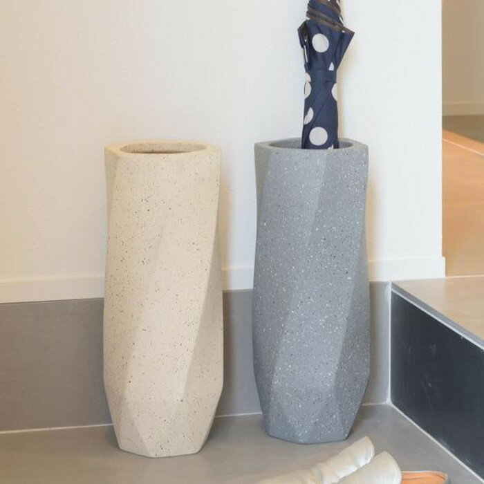 傘立て グレー アイボリー W16×D16×H40 アンブレララック アンブレラスタンド 傘立て 傘入れ 傘 収納 玄関 ラケット 花台 花入れ 花瓶 フラワースタンド フラワーベース マット 陶器 おしゃれ 北欧 モダン 韓国インテリア ナチュラル 素朴 コンパクト シンプル スリム オブ