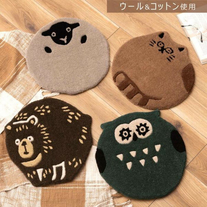 アニマルシートクッション キャット 約W40×D40×H1.8 キャット オウル シープ ベアー ネコ 猫 にゃんこ フクロウ 梟 ヒツジ 羊 クマ 熊 かわいい シートクッション クッション 椅子 快適 アニマル 動物 アニマル柄 ダイカット おしゃれ 個性的 癒し コンパクト ふわふわ azu