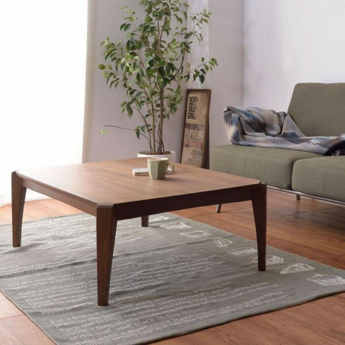 こたつ 炬燵 コタツテーブル ブラウン W75×D75×H38 こたつ 炬燵 ウォルナット 天然木 リビングコタツ センターテーブル 木製品 カフェテーブル こたつ布団ずれない構造 北欧 おしゃれ シンプル モダン 和室 洋室 ひとり暮らし テーブル 幅75センチ azu-kt-107 あす