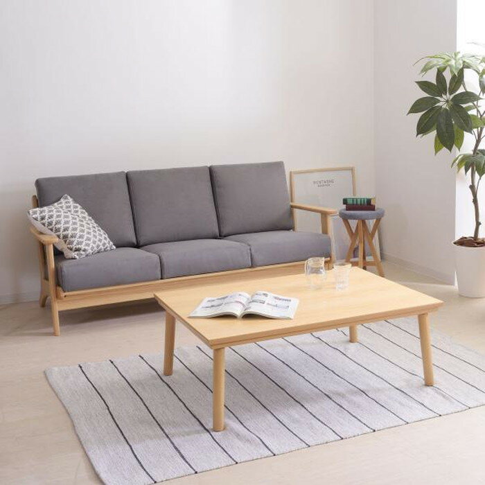 フラットヒーターこたつ 炬燵 コタツテーブル ブラウン ナチュラル W105×D75×H38 azu ...