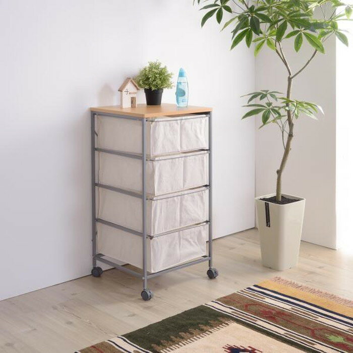 キャンバスチェスト4段 ベージュ W43×D44×H84 キャンバスチェスト4段 キャンバスチェスト チェスト キ..