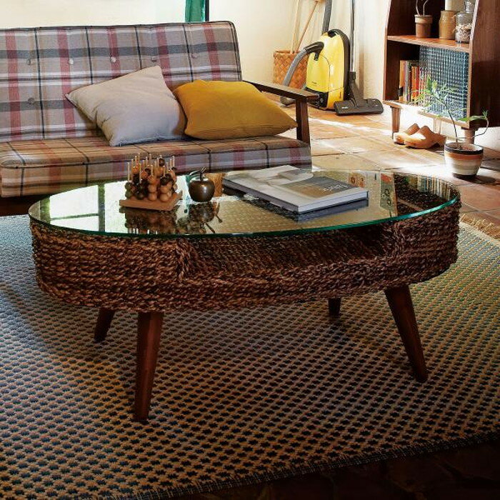 クラール オーバルテーブル ブラウン W105×D45×H40 azu-nrt-415 あす楽 センターテーブル ローテーブル テーブル 送料無料 北欧 モダン 家具 インテリア ナチュラル テイスト 新生活 オススメ おしゃれ 後払い