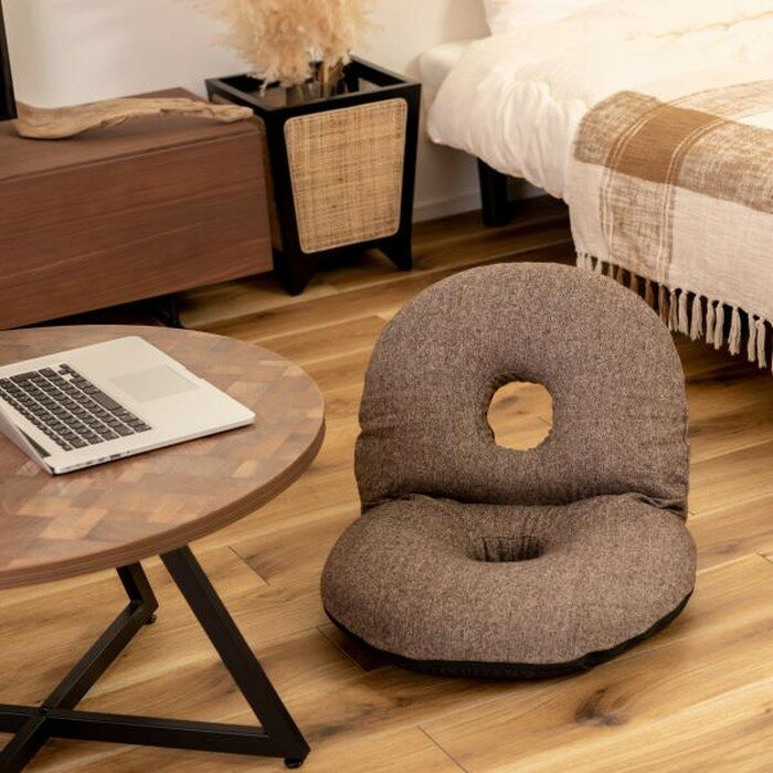 カックンリクライナー 座椅子 ベージュ ブラウン W48×D56×H37×SH12 カックンリクライナー 座椅子 椅子 ..