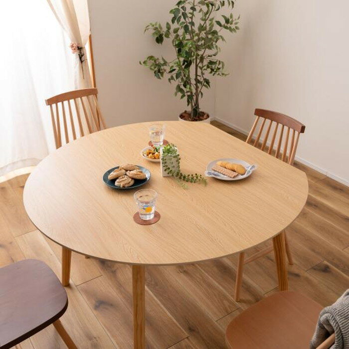 変形 ラウンドテーブル ナチュラル ホワイト W120×D109×H72 テーブル 丸 ラウンドテーブル 壁付け ナチュラル 北欧 円形 変形 木製 azu-tap-003 ダイニングテーブル テーブル 送料無料 北欧 モダン 家具 インテリア ナチュラル テイスト 新生活 オススメ おしゃれ