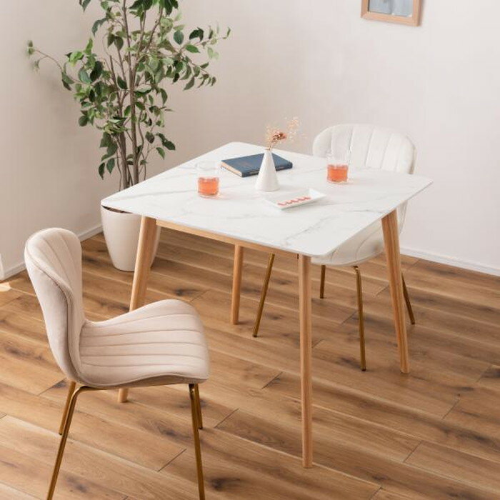 スクエアテーブル グレー ホワイト W80×D80×H72 大理石調 大理石 韓国インテリア シンプル おしゃれ スタイリッシュ テーブル ダイニングテーブル 正方形 幅80cm 80×80 机 つくえ 食卓 韓国 北欧 ストーン かわいい コンパクト グレー 灰色 ブラック 黒 azu-tap-202