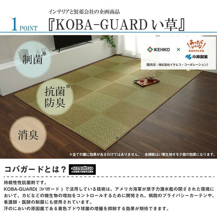 花ござ 敷物 国産 純国産 日本製 小林製薬 持続性抗菌剤 KOBA-GUARD 制菌 抗菌防臭 夏 い草 市松 モダン 江戸間3畳 約174×261cm ベージュ グリーン グレー ihk-1080490020302 カーペット ラグ カーペット マット 北欧 モダン 家具 インテリア ナチュラル テイスト auc-genco-11826355 家具・インテリアのジェンコ サンプル画像3