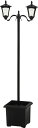 LEDソーラースタンドライト 2灯 プランター付き 黒 幅580×奥行370×高さ1860mm fj-38519 ガーデンライト 灯篭 ライト イルミネーション...