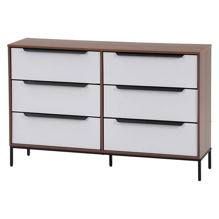 樂天商城 - チェスト KD ファブリック クレオ 3段×2列 ホワイト×ブラウン WH × BR 組立品 W1176×D320×H733mm 16.6kg fj-29032 タンス チェスト 収納 家具 送料無料 北欧 モダン 家具 インテリア ナチュラル テイスト 新生活 オススメ おしゃれ 後払い