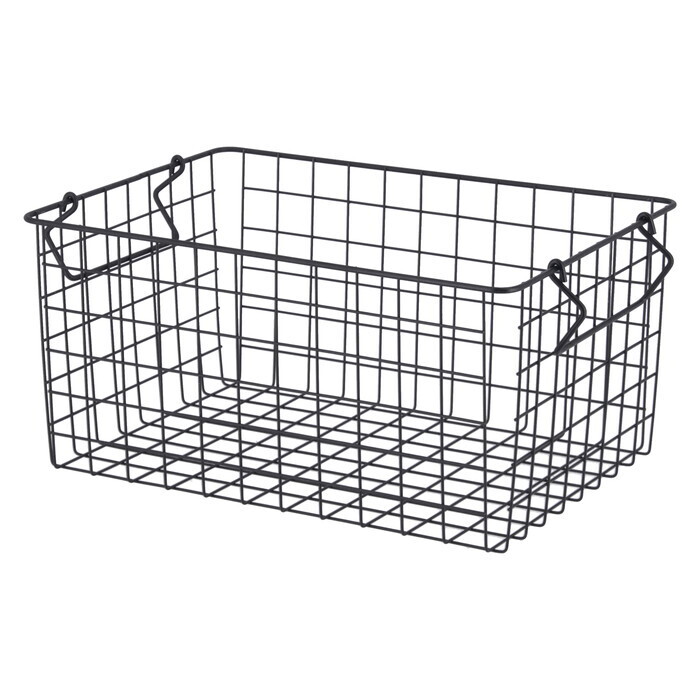 ワイヤーバスケット スタッキング BK 37x26x18 ブラック 完成品 W370-410×D260×H180mm 0.5kg fj-26680 かご バスケット 収納用品 日用品 雑貨 送料無料 北欧 モダン 家具 インテリア ナチュラル テイスト 新生活 オススメ おしゃれ 後払い