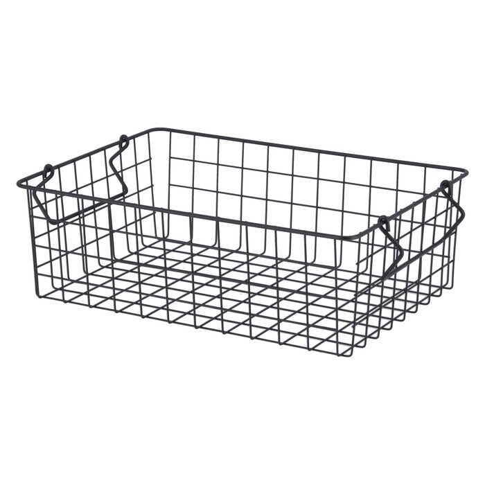 ワイヤーバスケット スタッキング BK 37x26x12 ブラック 完成品 W370-410×D260×H120mm 0.4kg fj-26681 かご バスケット 収納用品 日用品 雑貨 送料無料 北欧 モダン 家具 インテリア ナチュラル テイスト 新生活 オススメ おしゃれ 後払い