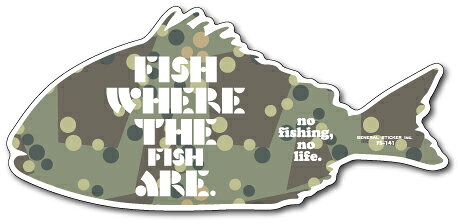 Fly Fishing Accessories - 釣りステッカー 迷彩アイコン 魚のいるところで釣りをせよ カモFISH 08 FS141 フィッシング ステッカー 釣り 趣味 グッズ
