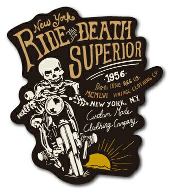 バイカーステッカー BIKER STICKER バイク ハーレー ヘルメット スカル RIDE DEATH 骸骨 ドクロ BK013 車 ステッカー 屋外OK