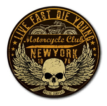 バイカーステッカー BIKER STICKER バイク ハーレー ヘルメット LIVE FAST DIE YOUNG スカル ヴィンテージ BK042 車 ステッカー 屋外OK