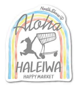 ハレイワハッピーマーケット ステッカー ロゴ レインボー HHM009 おしゃれ ハワイ HAWAI ...