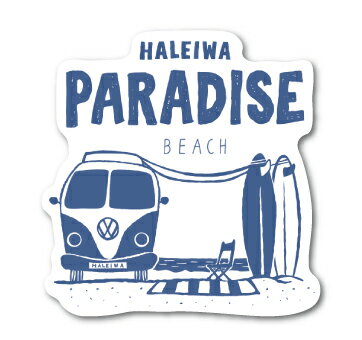 ハレイワハッピーマーケット ステッカー PARADISE ワゴン HHM028 おしゃれ ハワイ HAWAII イラスト ノースショア グッズ
