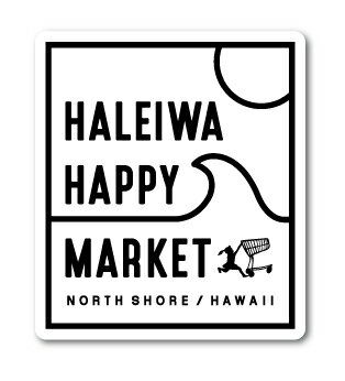 ハレイワハッピーマーケット ステッカー ロゴ スクエア モノクロ HHM033 おしゃれ ハワイ HAWAII イラスト ノースショア グッズ