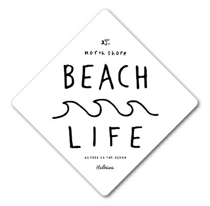 ハレイワハッピーマーケット ステッカー BEACH LIFE HHM035 おしゃれ ハワイ HAWAII イラスト ノースショア グッズ