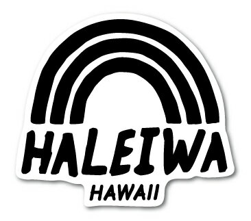 ハレイワハッピーマーケット ステッカー HALEIWA レインボー ブラック HHM068 おしゃれ ハワイ HAWAII イラスト ノースショア グッズ